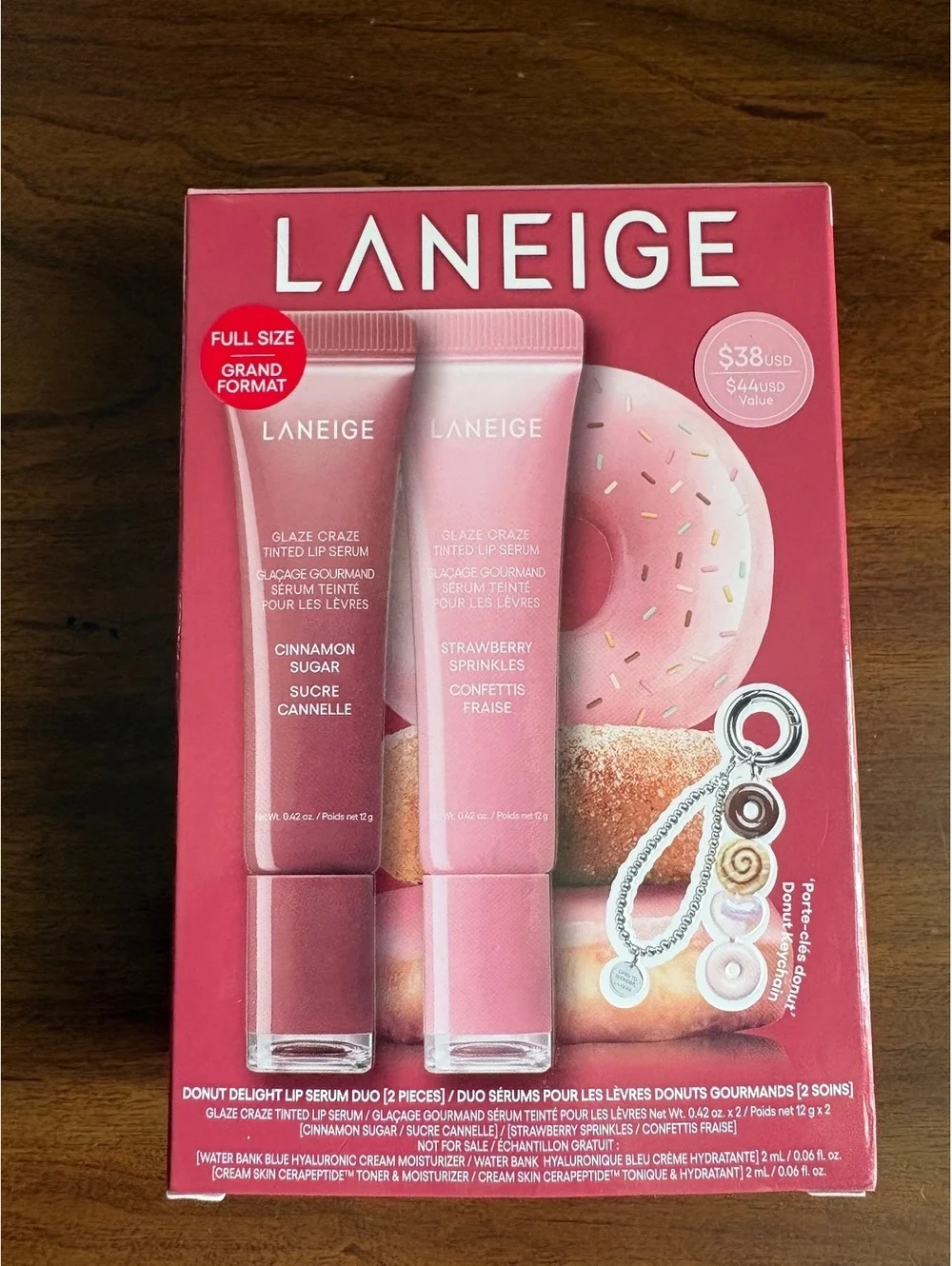 LANEIGE Donut Delight Hydrating Tinted Lip Serum Duo Set NIB